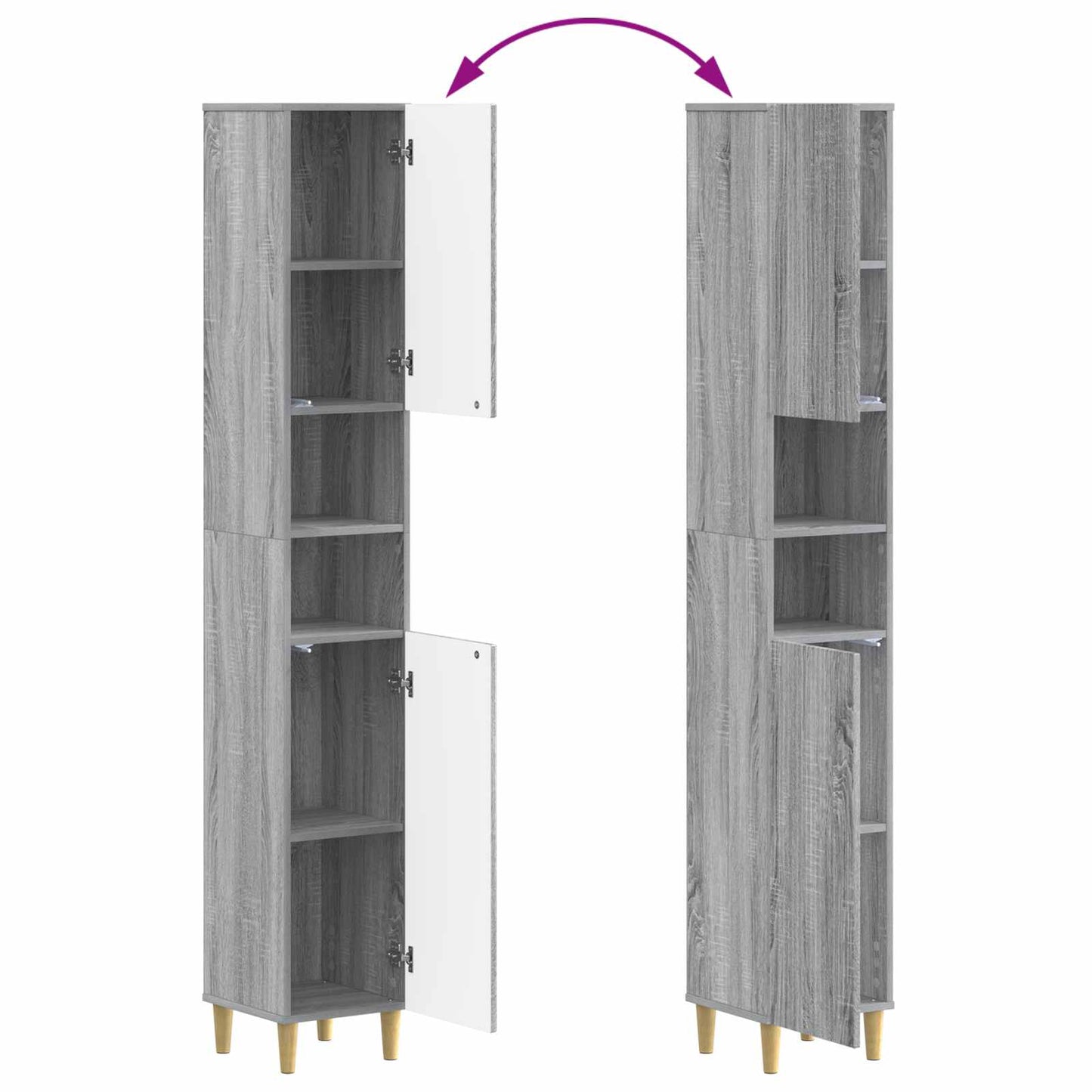 4 Piece Bathroom Cabinet Set ARNHEM Grey Sonoma Engineered Wood