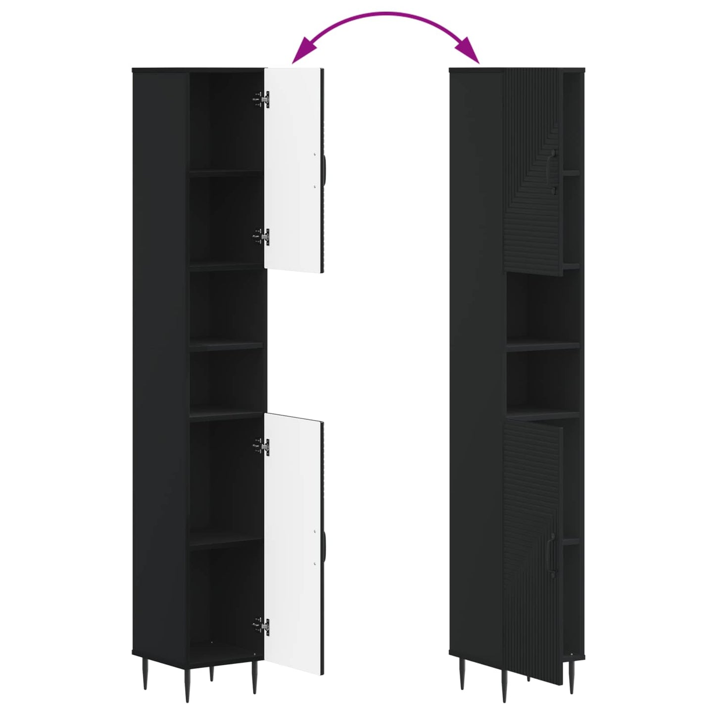 4 Piece Bathroom Cabinet Set HAARLEM Black Engineered Wood