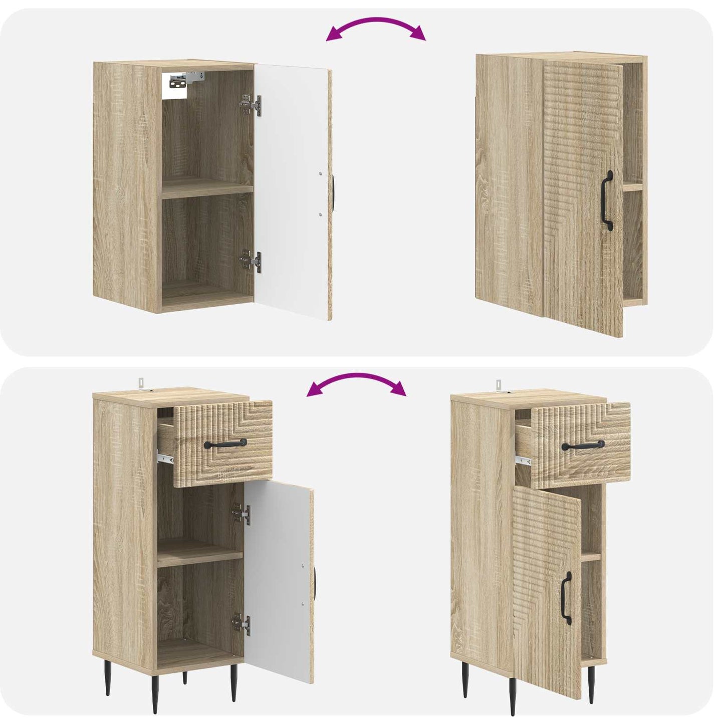 4 Piece Bathroom Cabinet Set HAARLEM Sonoma Oak Engineered Wood