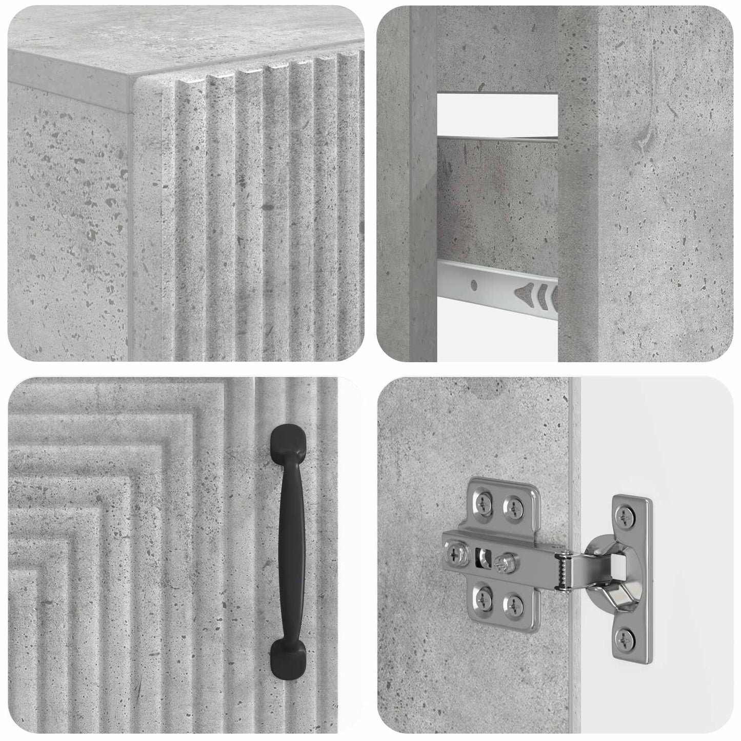 4 Piece Bathroom Cabinet Set HAARLEM Concrete Grey