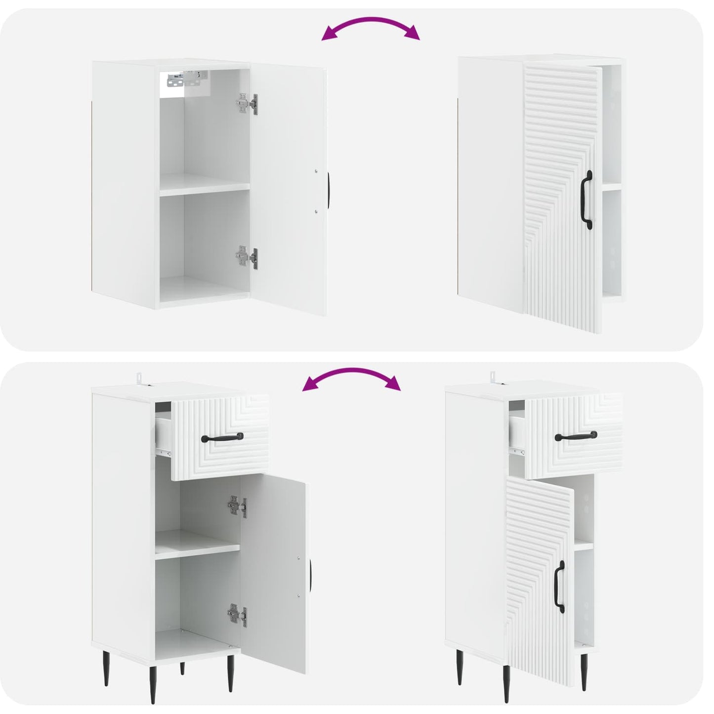 4 Piece Bathroom Cabinet Set HAARLEM High Gloss White
