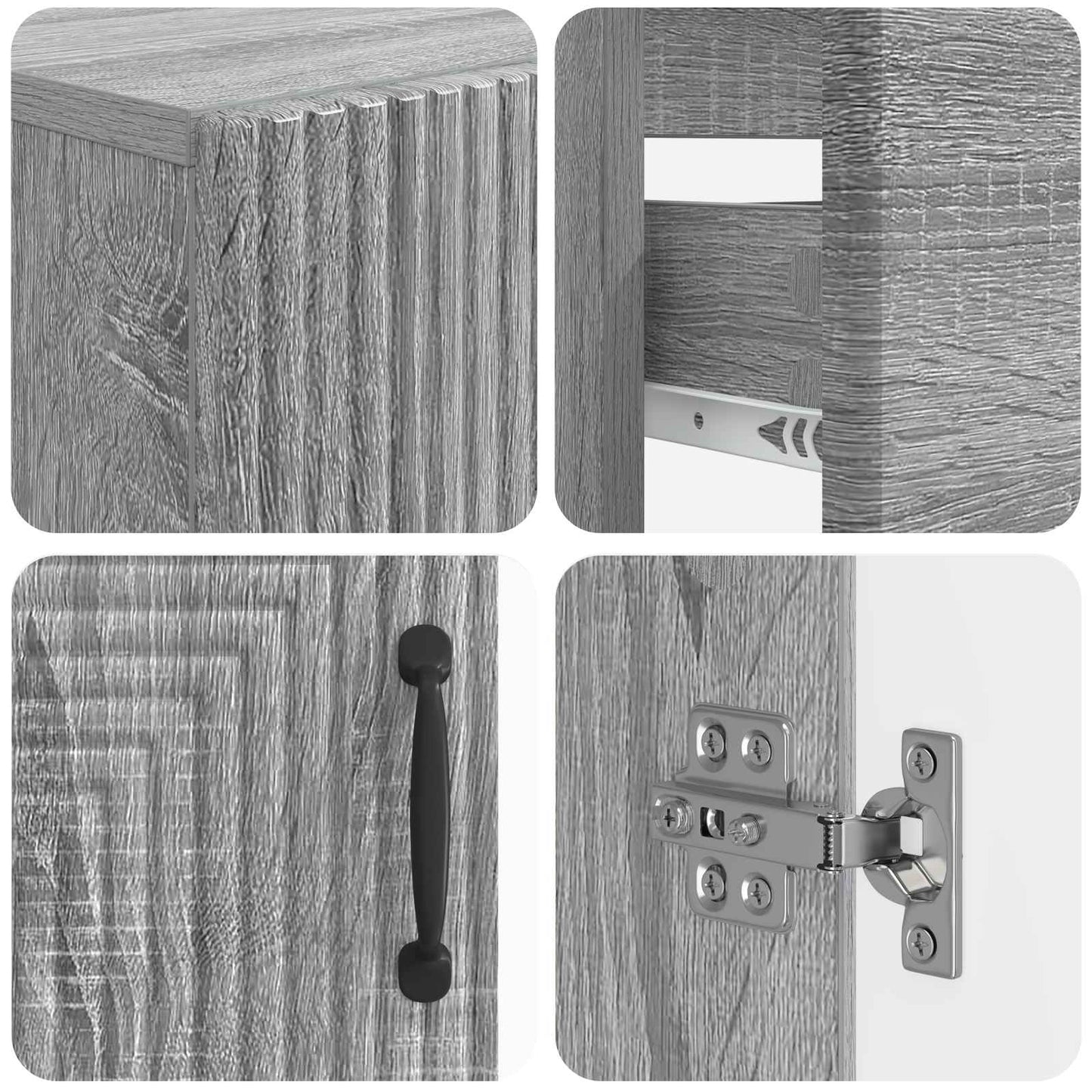 4 Piece Bathroom Cabinet Set HAARLEM Grey Sonoma