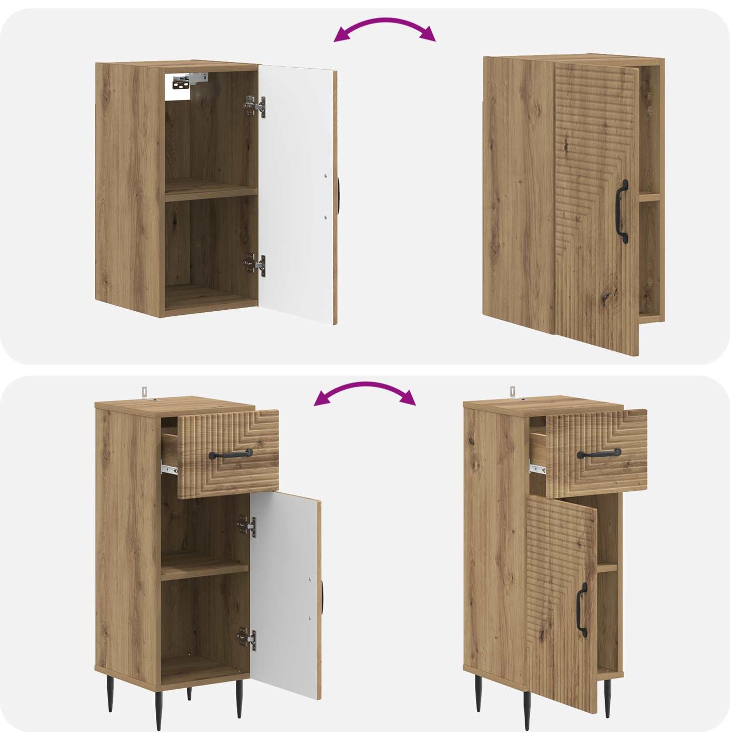 4 Piece Bathroom Cabinet Set HAARLEM Artisan Oak