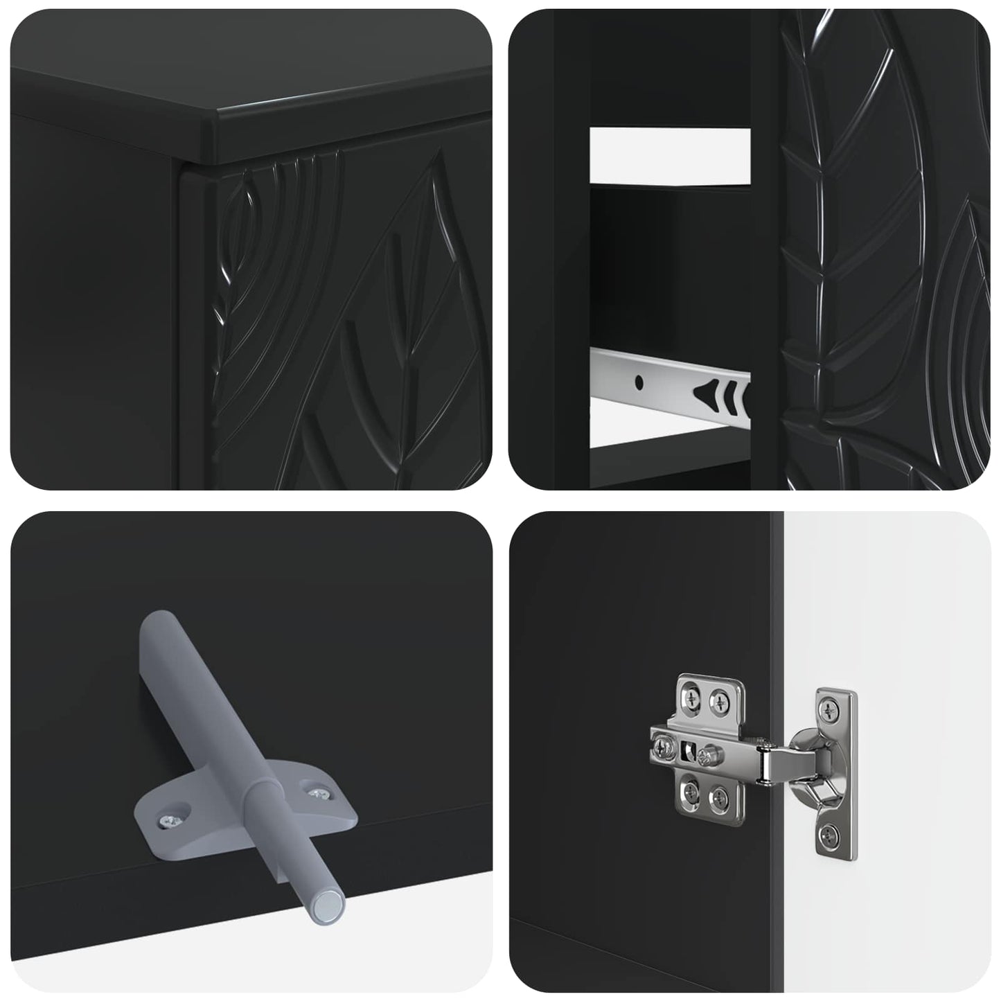 4 Piece Bathroom Cabinet Set DELFT Black Engineered Wood