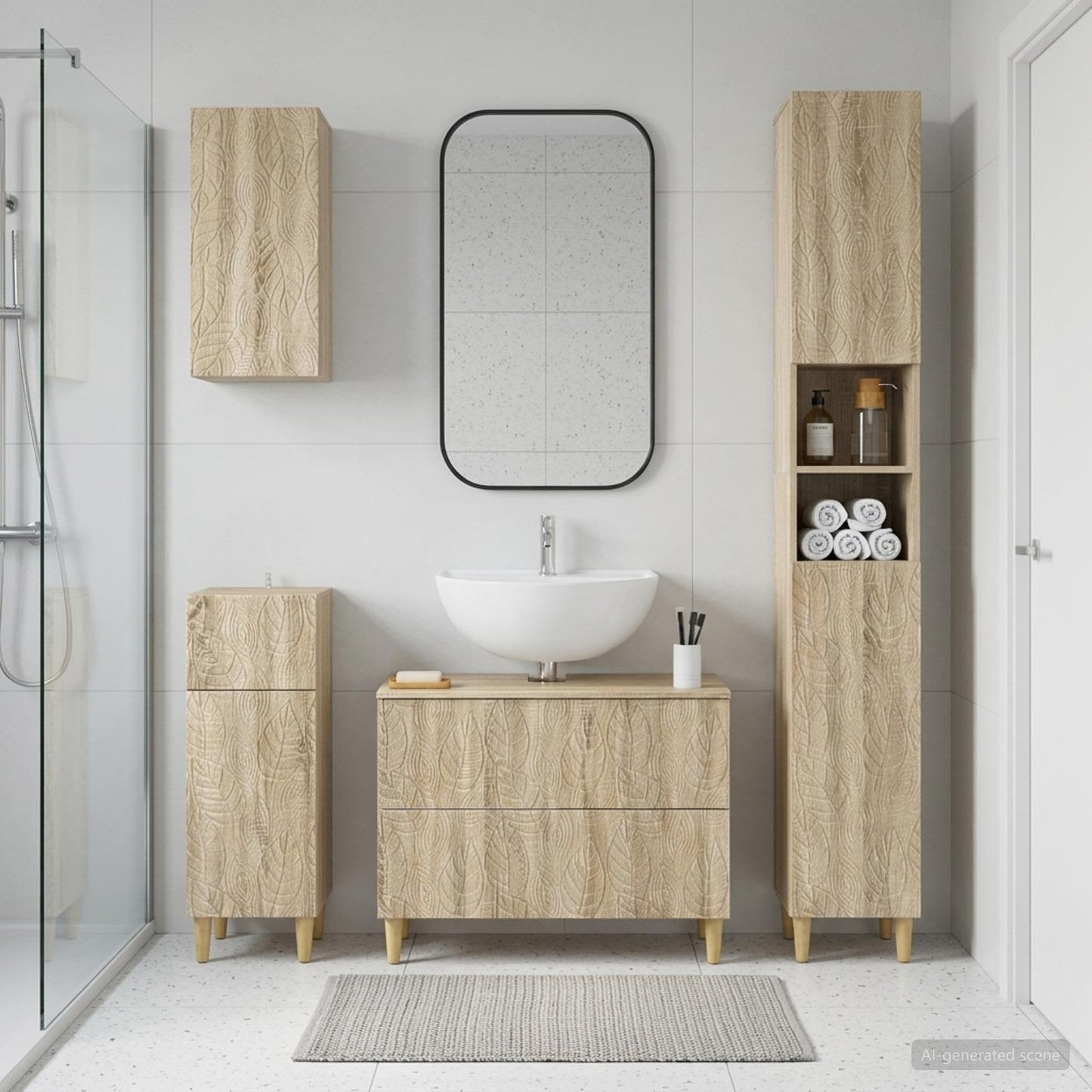 4 Piece Bathroom Cabinet Set DELFT Sonoma Oak Engineered Wood