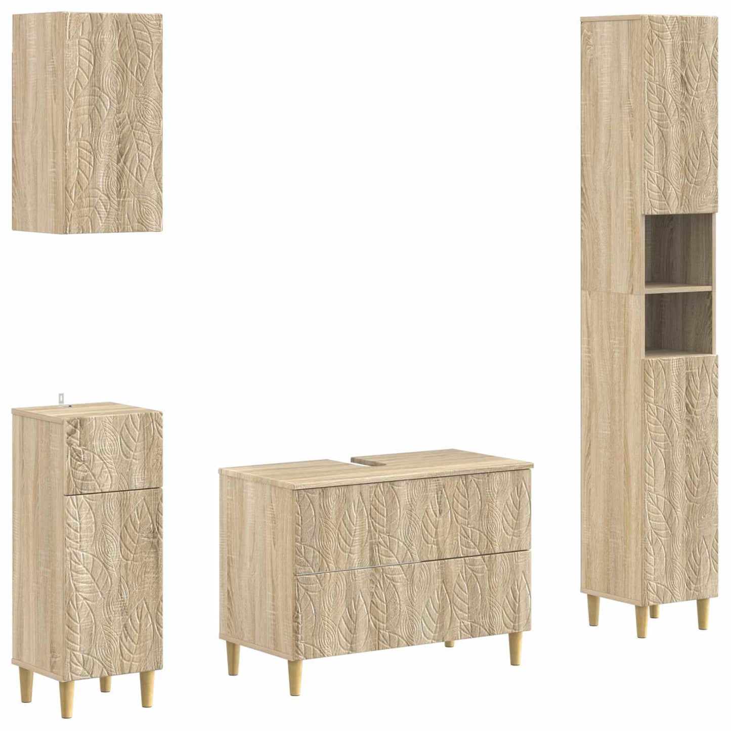 4 Piece Bathroom Cabinet Set DELFT Sonoma Oak Engineered Wood