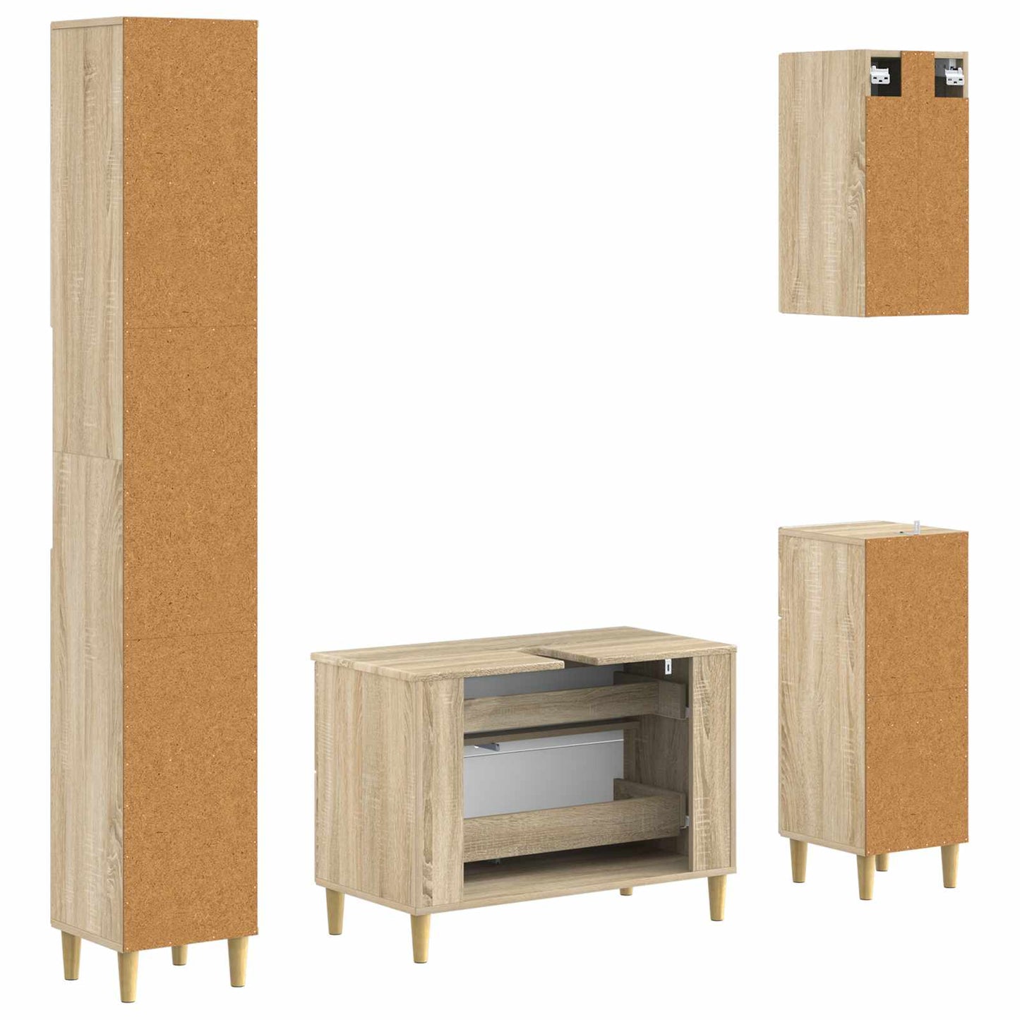 4 Piece Bathroom Cabinet Set DELFT Sonoma Oak Engineered Wood