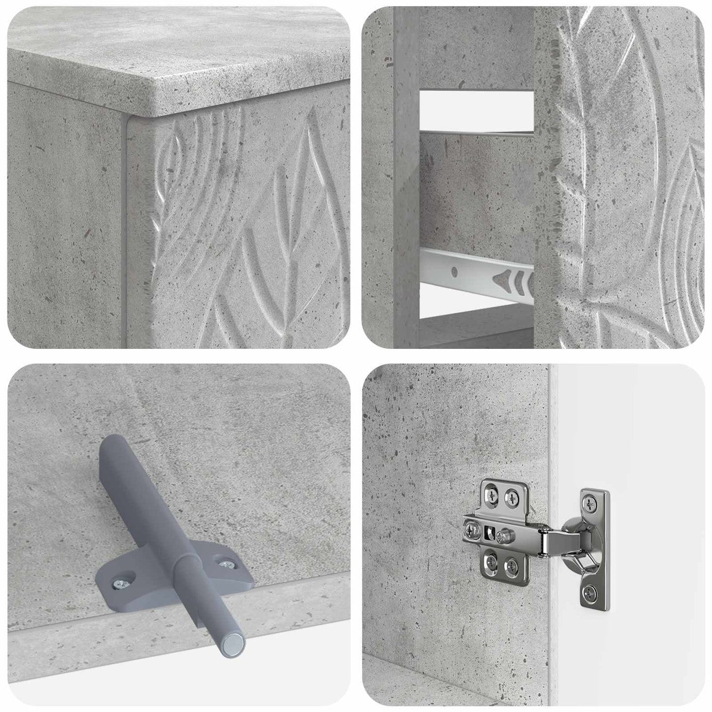 4 Piece Bathroom Cabinet Set DELFT Concrete Grey