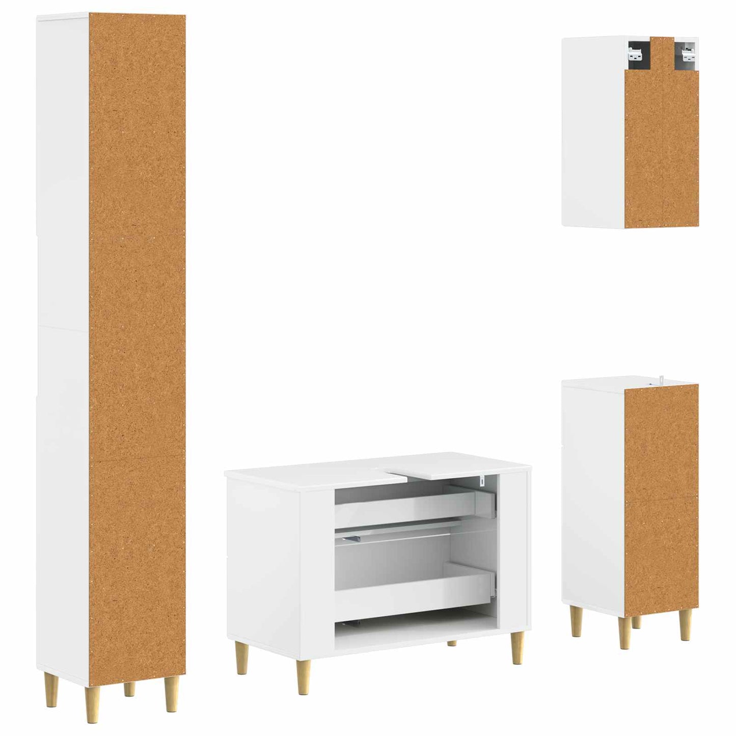 4 Piece Bathroom Cabinet Set DELFT High Gloss White