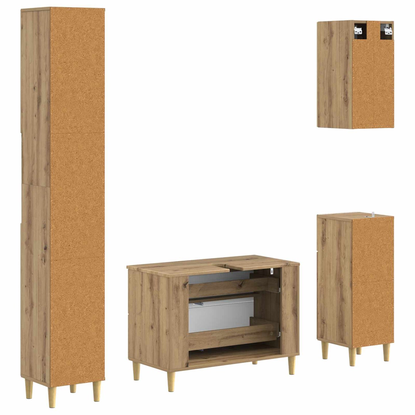 4 Piece Bathroom Cabinet Set DELFT Artisan Oak Engineered Wood