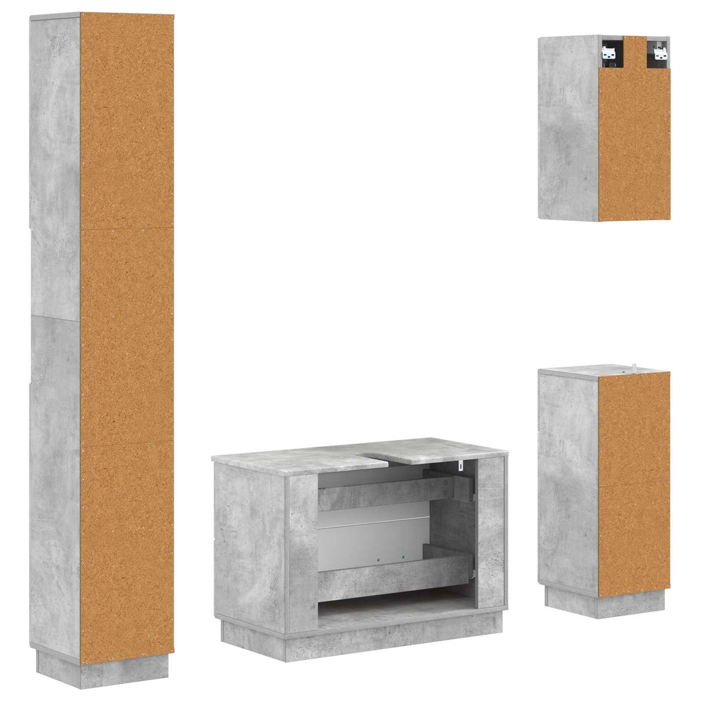 4 Piece Bathroom Cabinet Set HOORN Concrete Grey