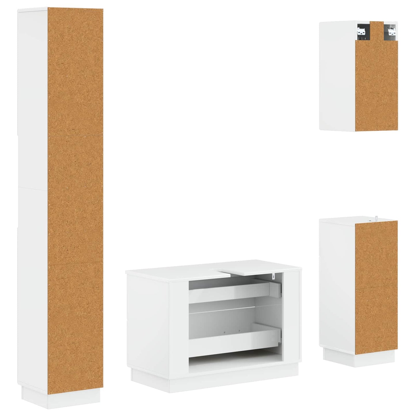 4 Piece Bathroom Cabinet Set HOORN High Gloss White