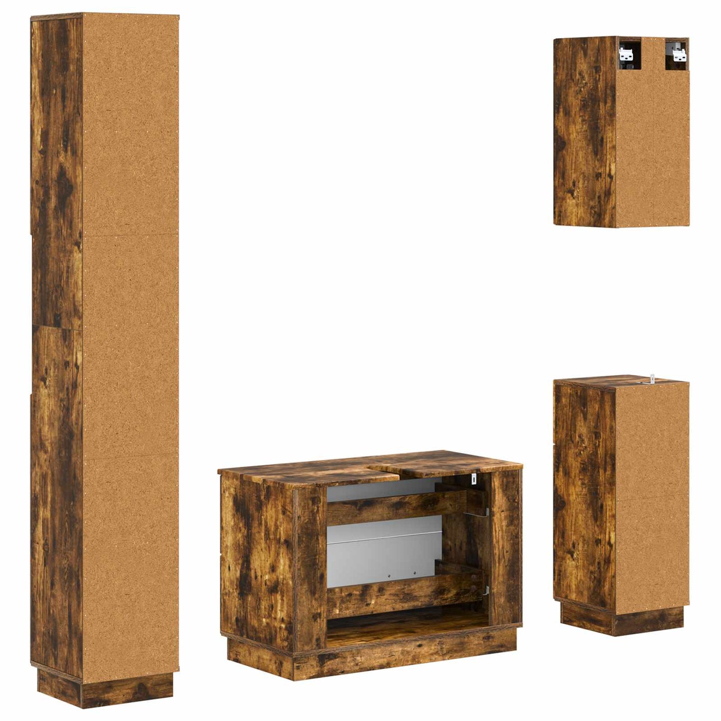 4 Piece Bathroom Cabinet Set HOORN Smoked Oak Engineered Wood
