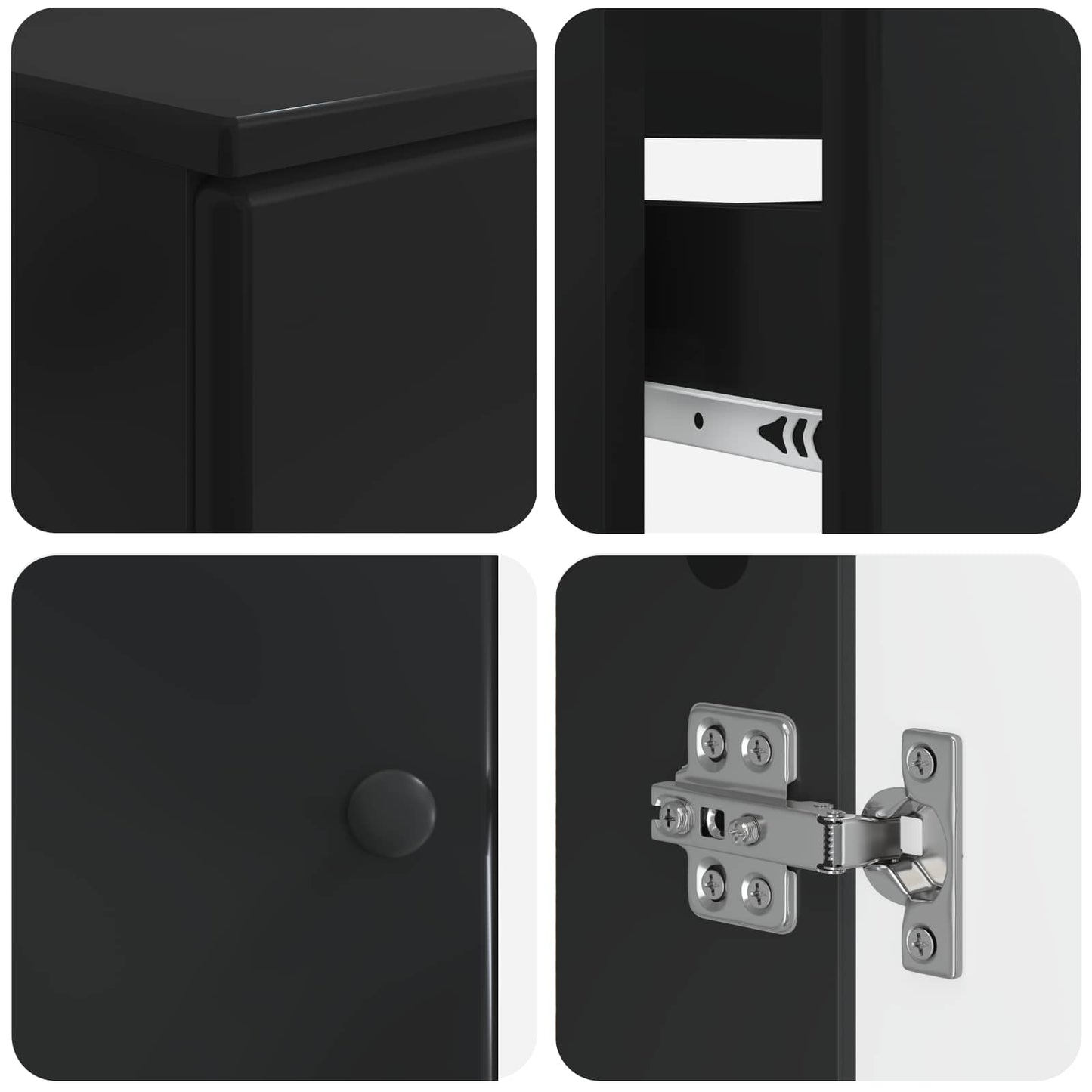 4 Piece Bathroom Cabinet Set BREDA Black Engineered Wood