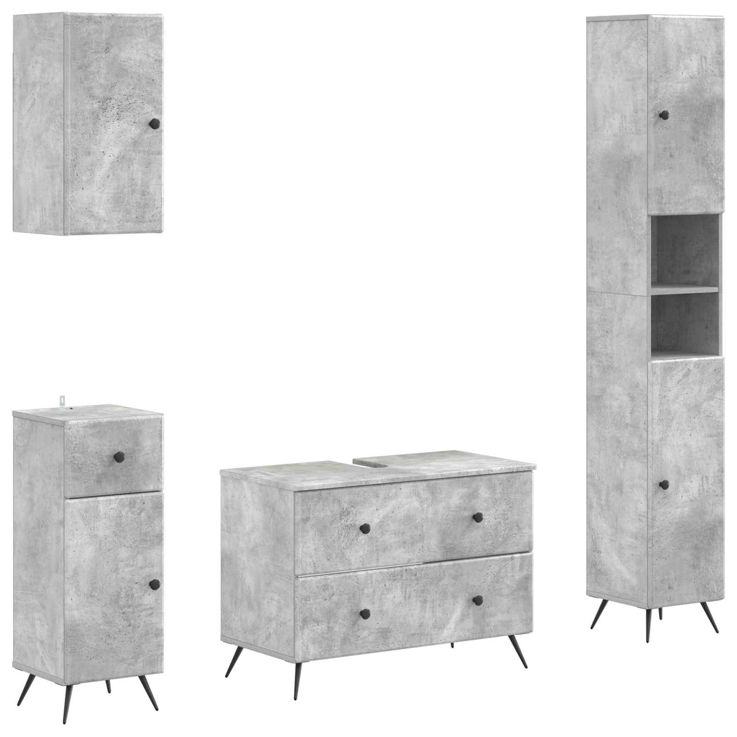 4 Piece Bathroom Cabinet Set BREDA Concrete Grey