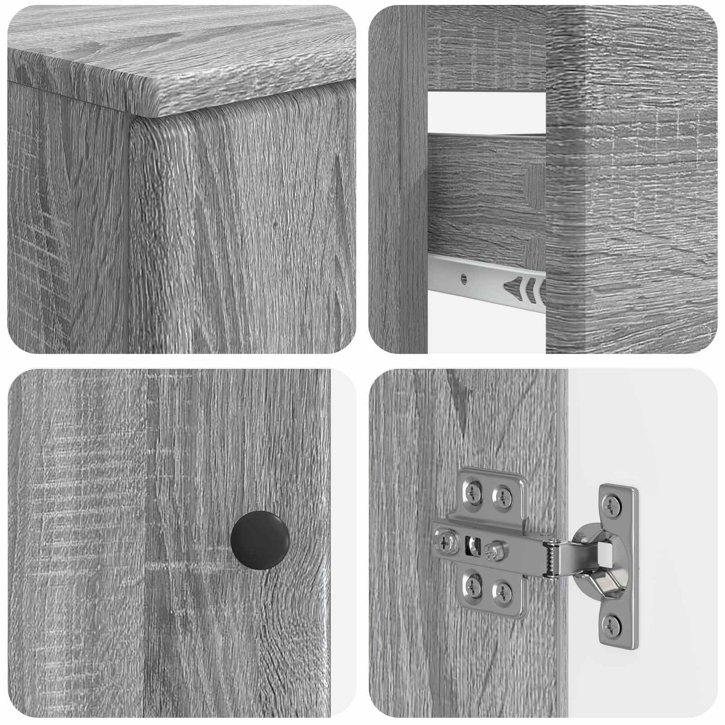 4 Piece Bathroom Cabinet Set BREDA Grey Sonoma Engineered Wood