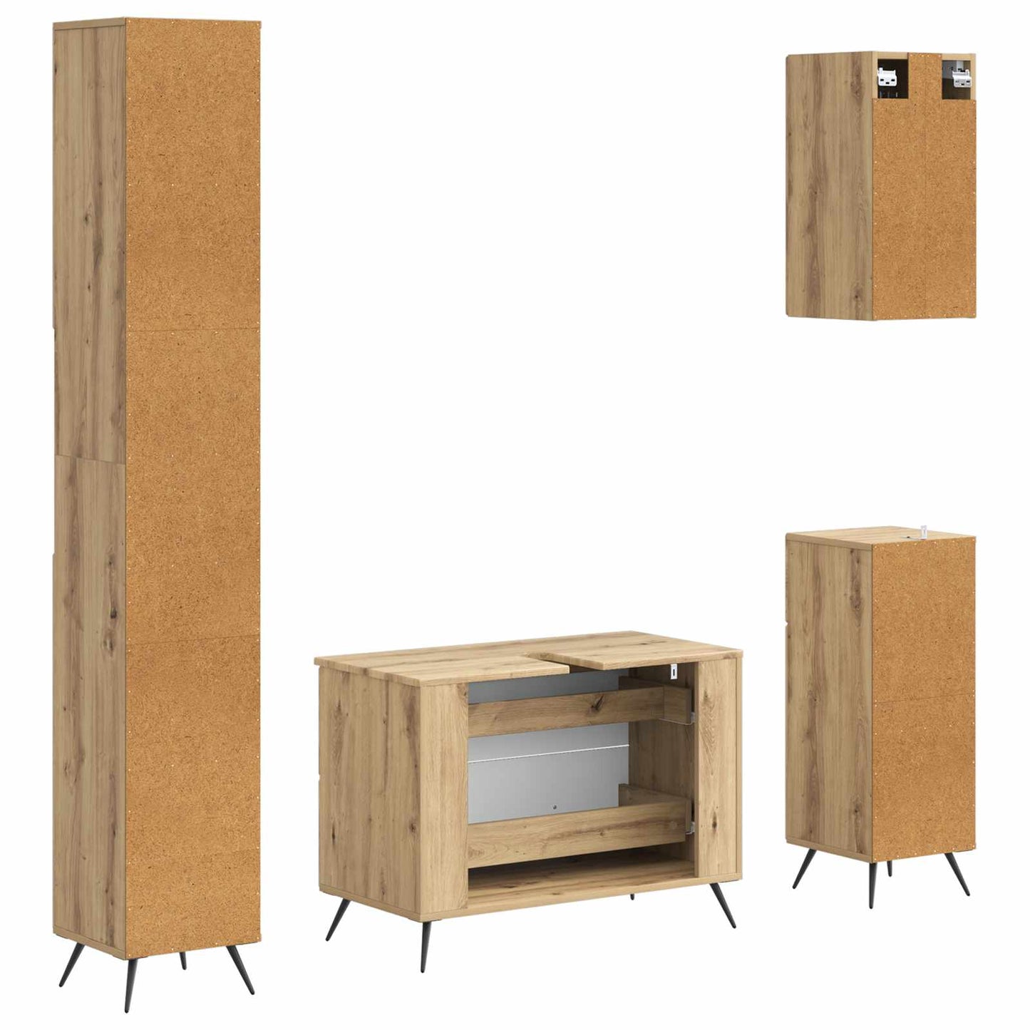 4 Piece Bathroom Cabinet Set BREDA Artisan Oak Engineered Wood