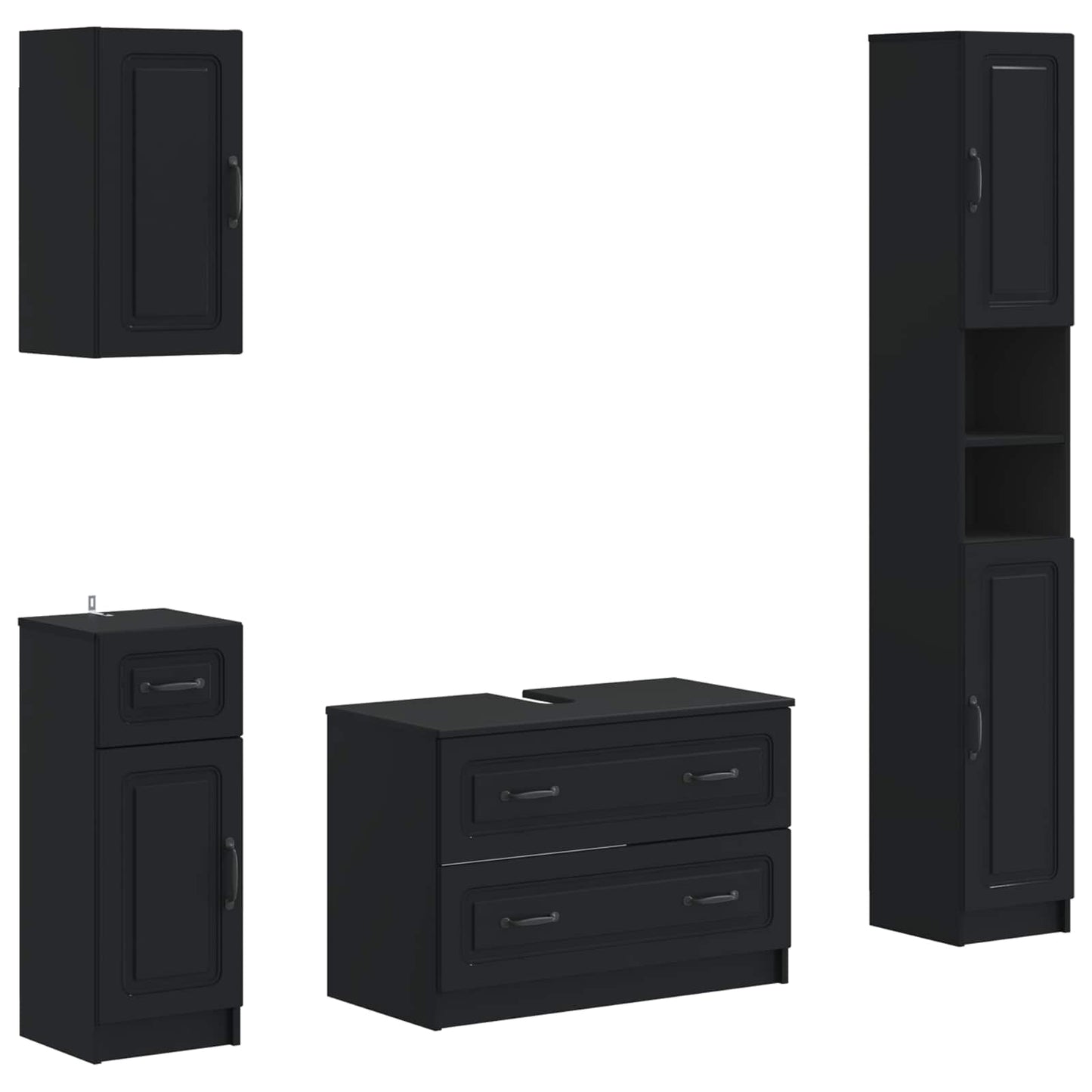 4 Piece Bathroom Cabinet Set UTRECHT Black Engineered Wood