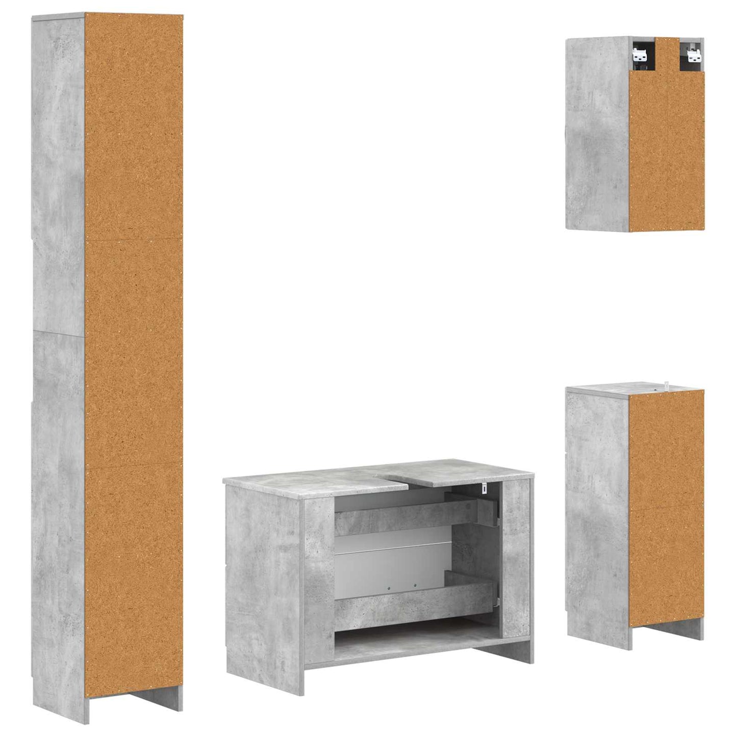 4 Piece Bathroom Cabinet Set UTRECHT Concrete Grey