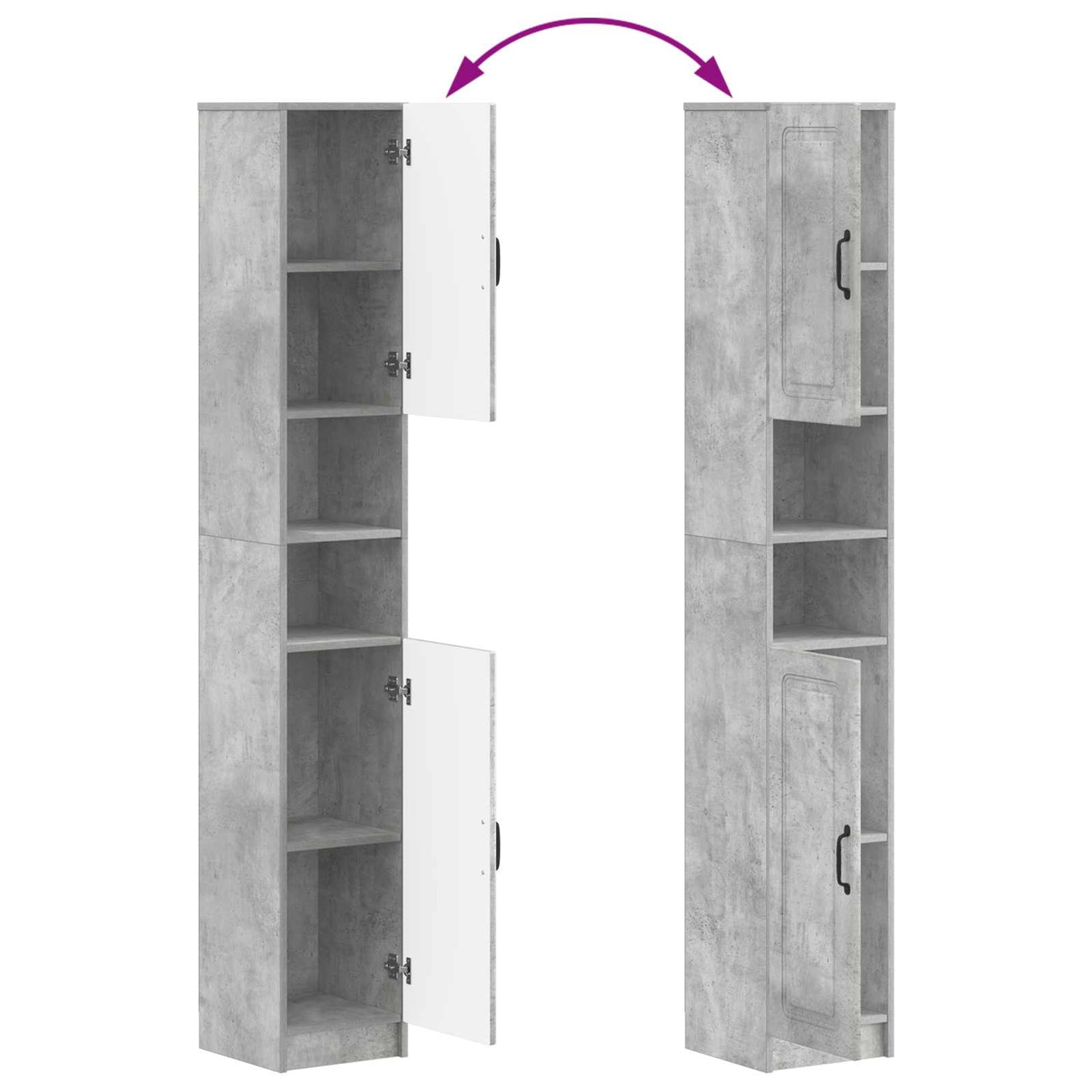 4 Piece Bathroom Cabinet Set UTRECHT Concrete Grey