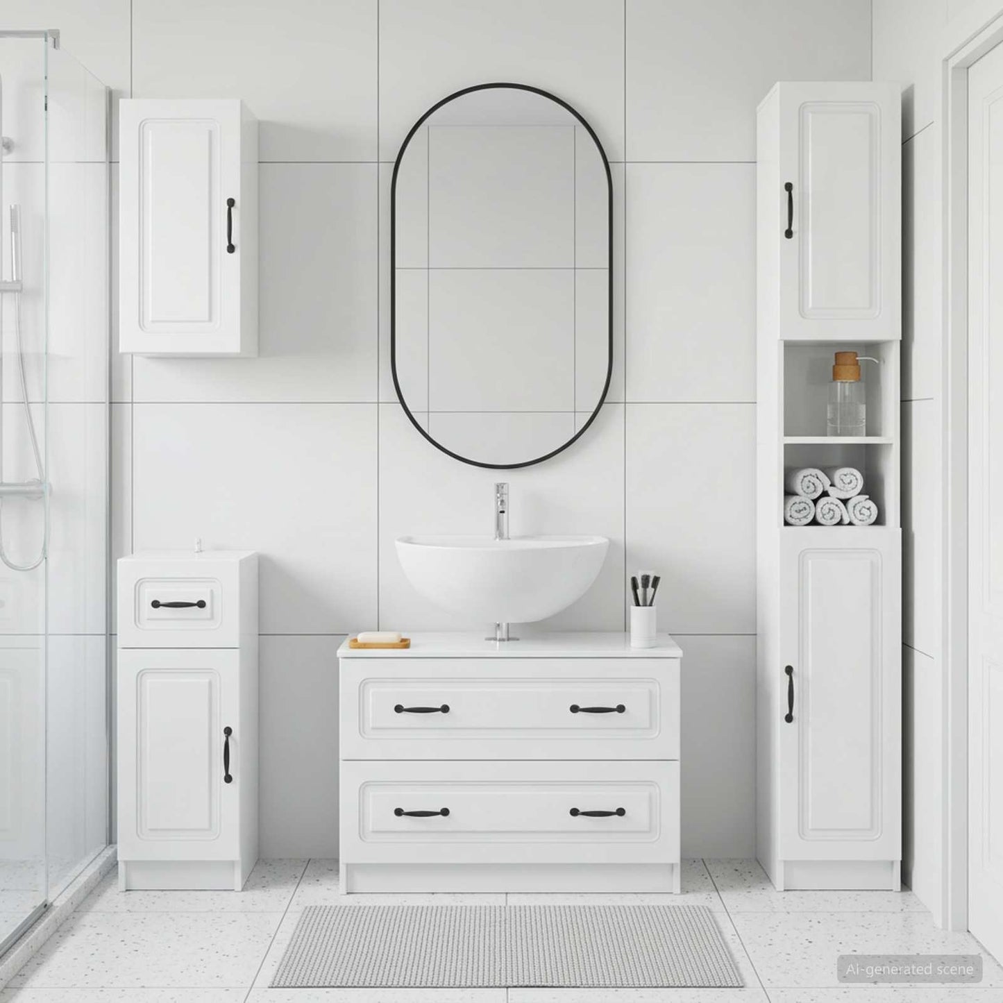 4 Piece Bathroom Cabinet Set UTRECHT High Gloss White