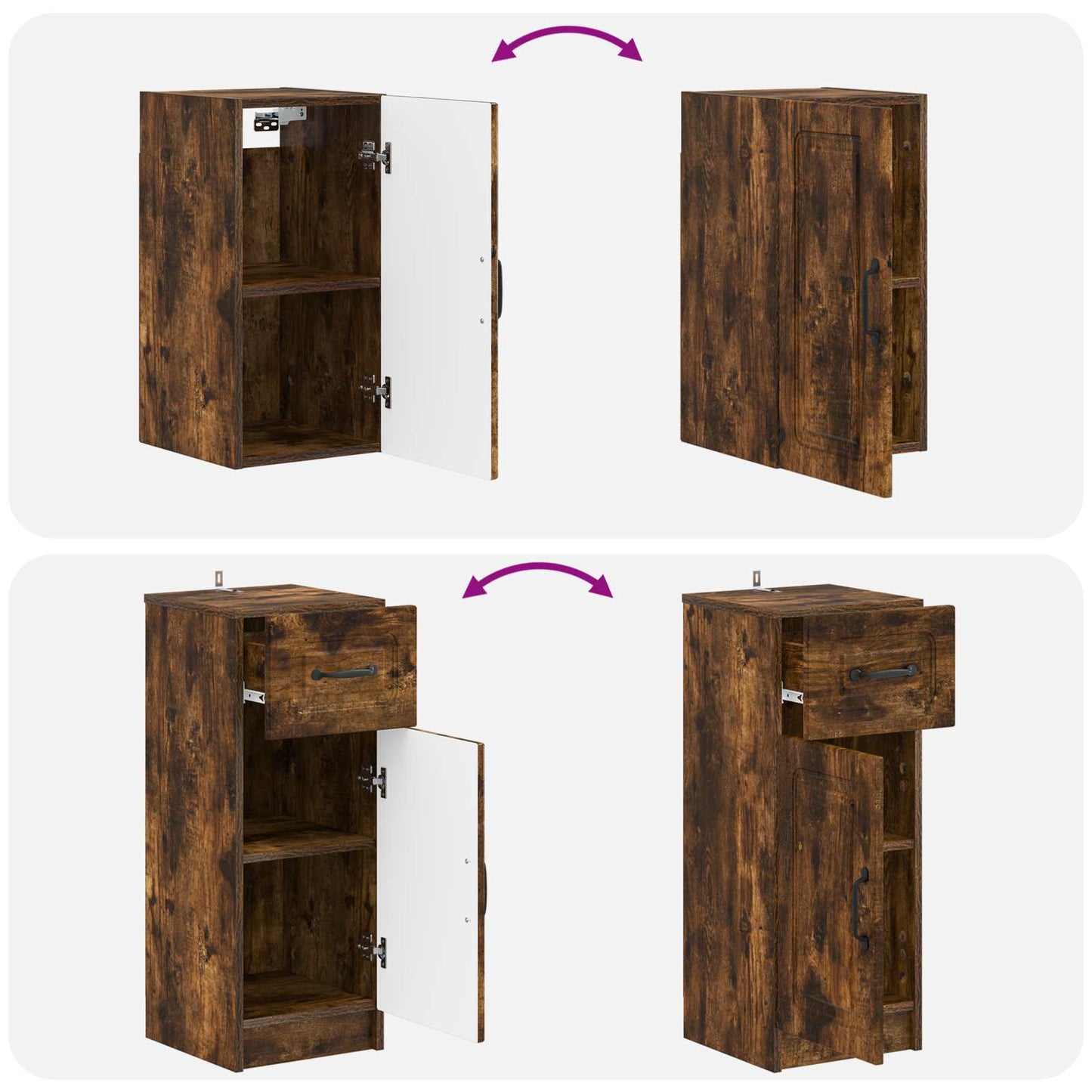 4 Piece Bathroom Cabinet Set UTRECHT Smoked Oak Engineered Wood