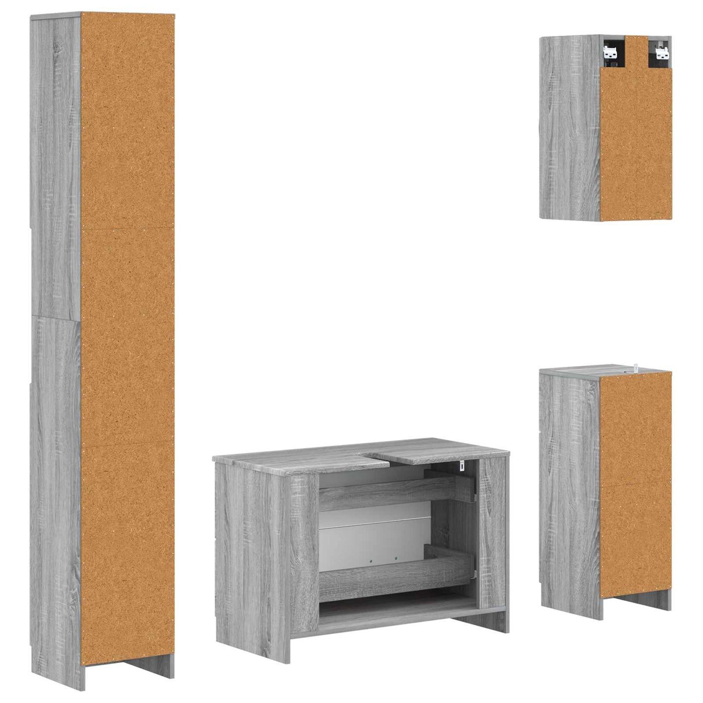4 Piece Bathroom Cabinet Set UTRECHT Grey Sonoma