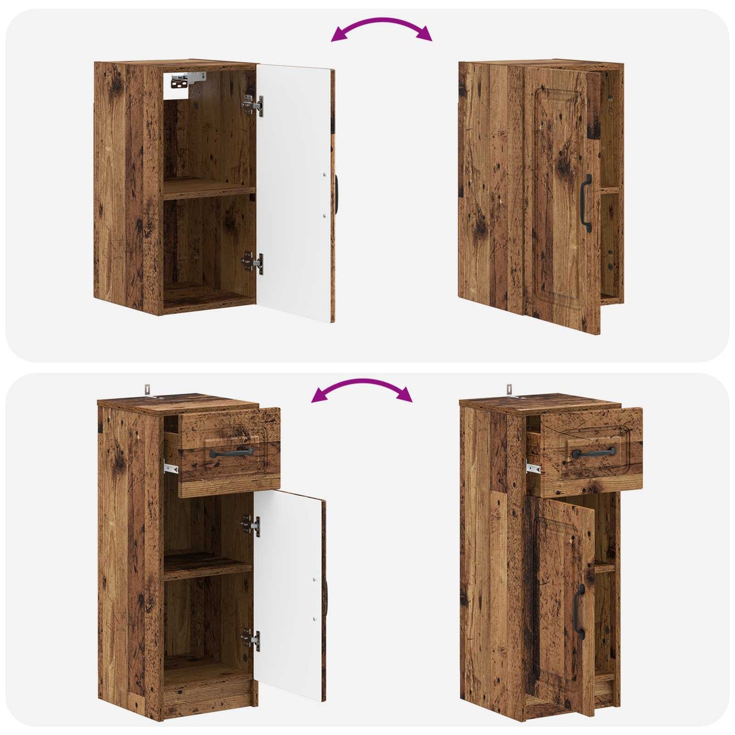 4 Piece Bathroom Cabinet Set UTRECHT Old Wood Engineered Wood