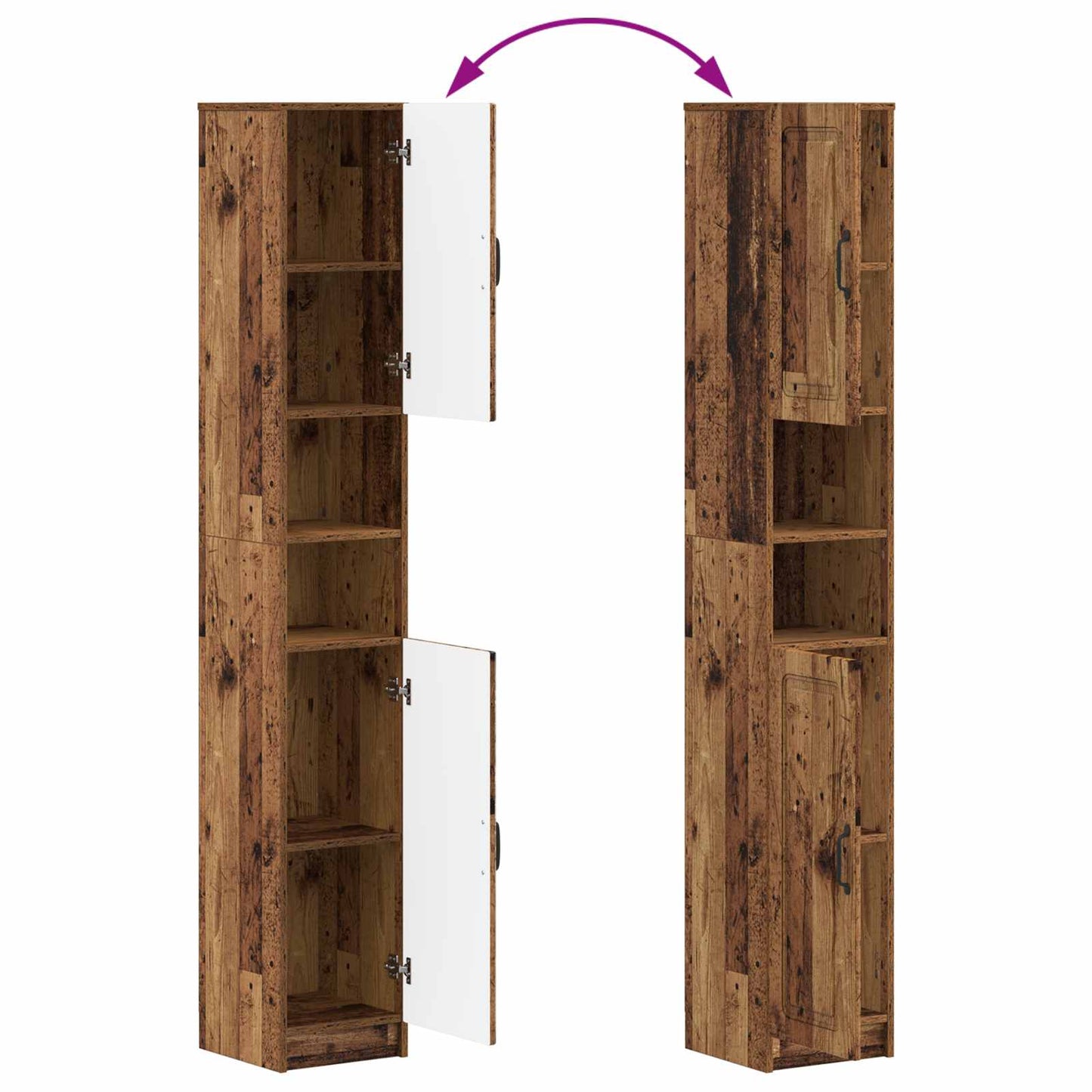 4 Piece Bathroom Cabinet Set UTRECHT Old Wood Engineered Wood