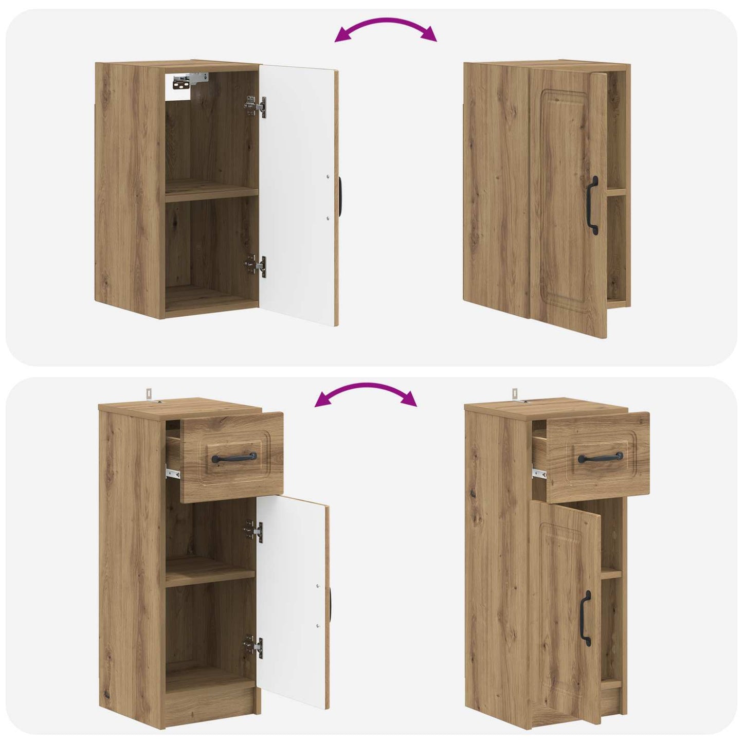 4 Piece Bathroom Cabinet Set UTRECHT Artisan Oak