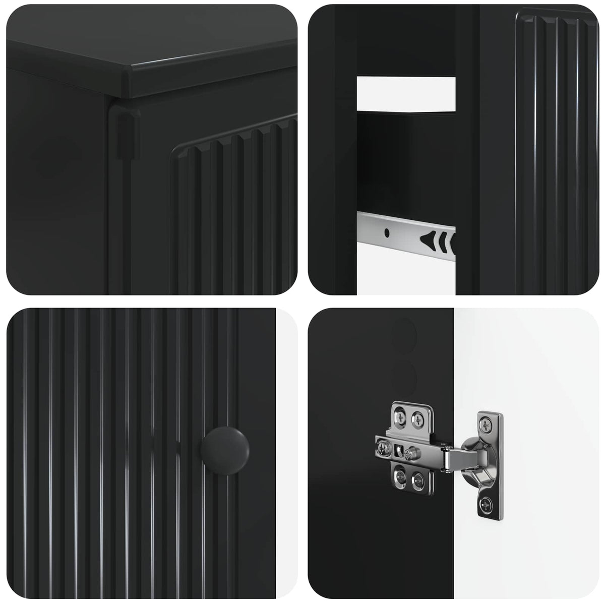 3 Piece Bathroom Cabinet Set EDE Black Engineered Wood