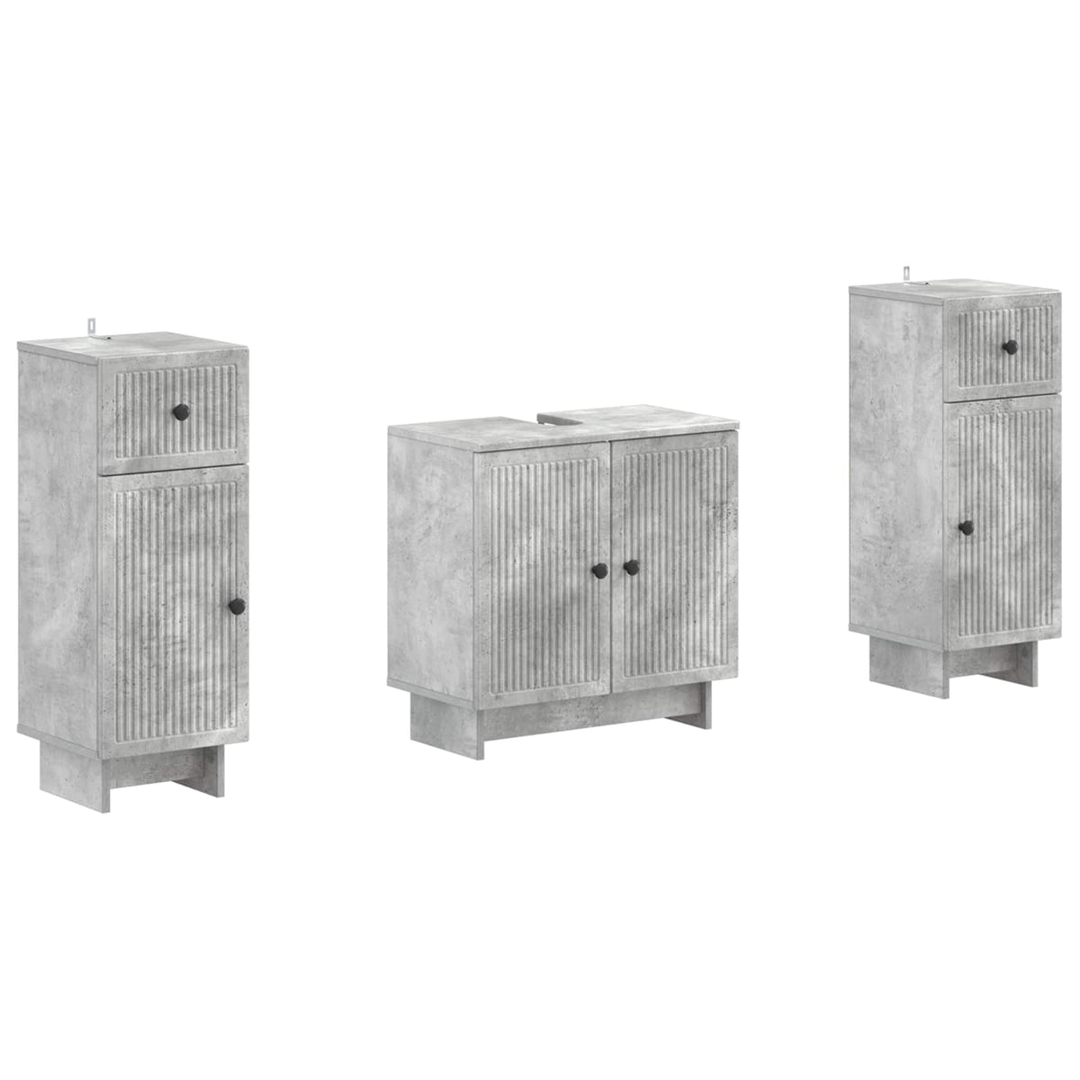 3 Piece Bathroom Cabinet Set EDE Concrete Grey Engineered Wood