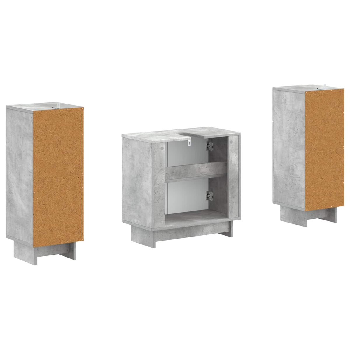 3 Piece Bathroom Cabinet Set EDE Concrete Grey Engineered Wood