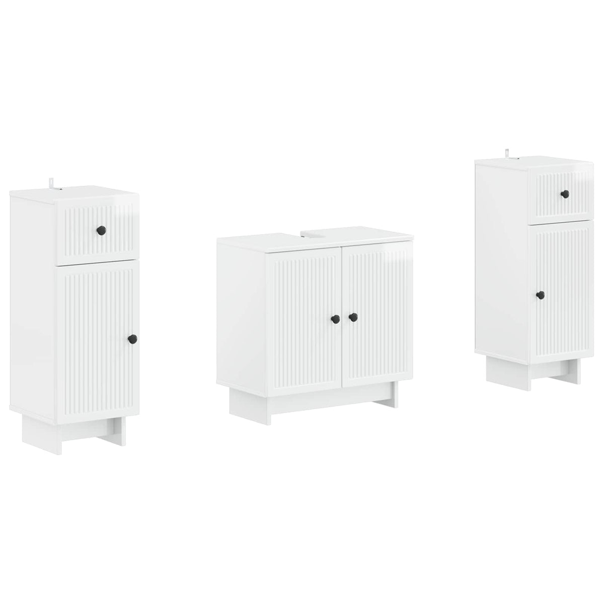 3 Piece Bathroom Cabinet Set EDE High Gloss White
