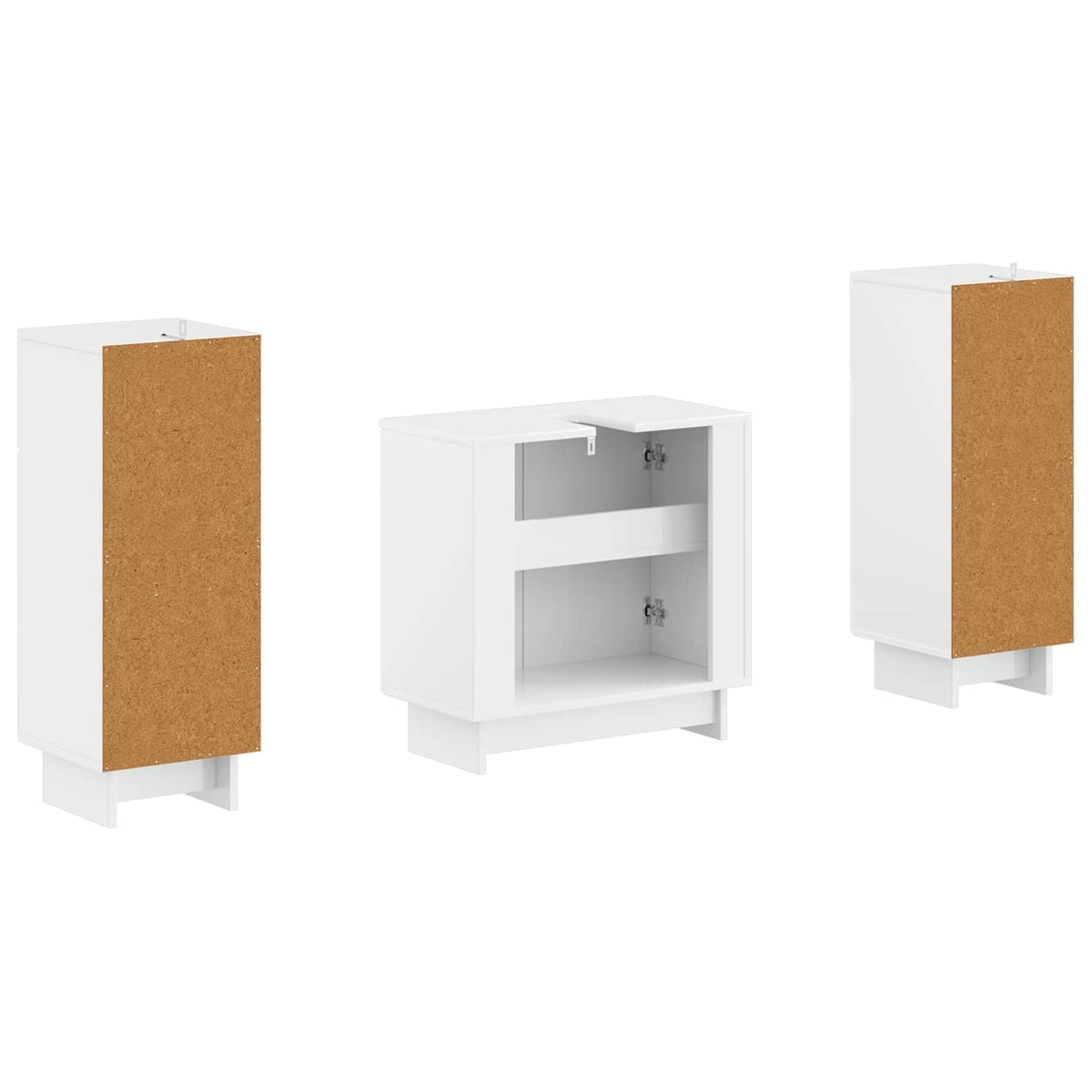 3 Piece Bathroom Cabinet Set EDE High Gloss White