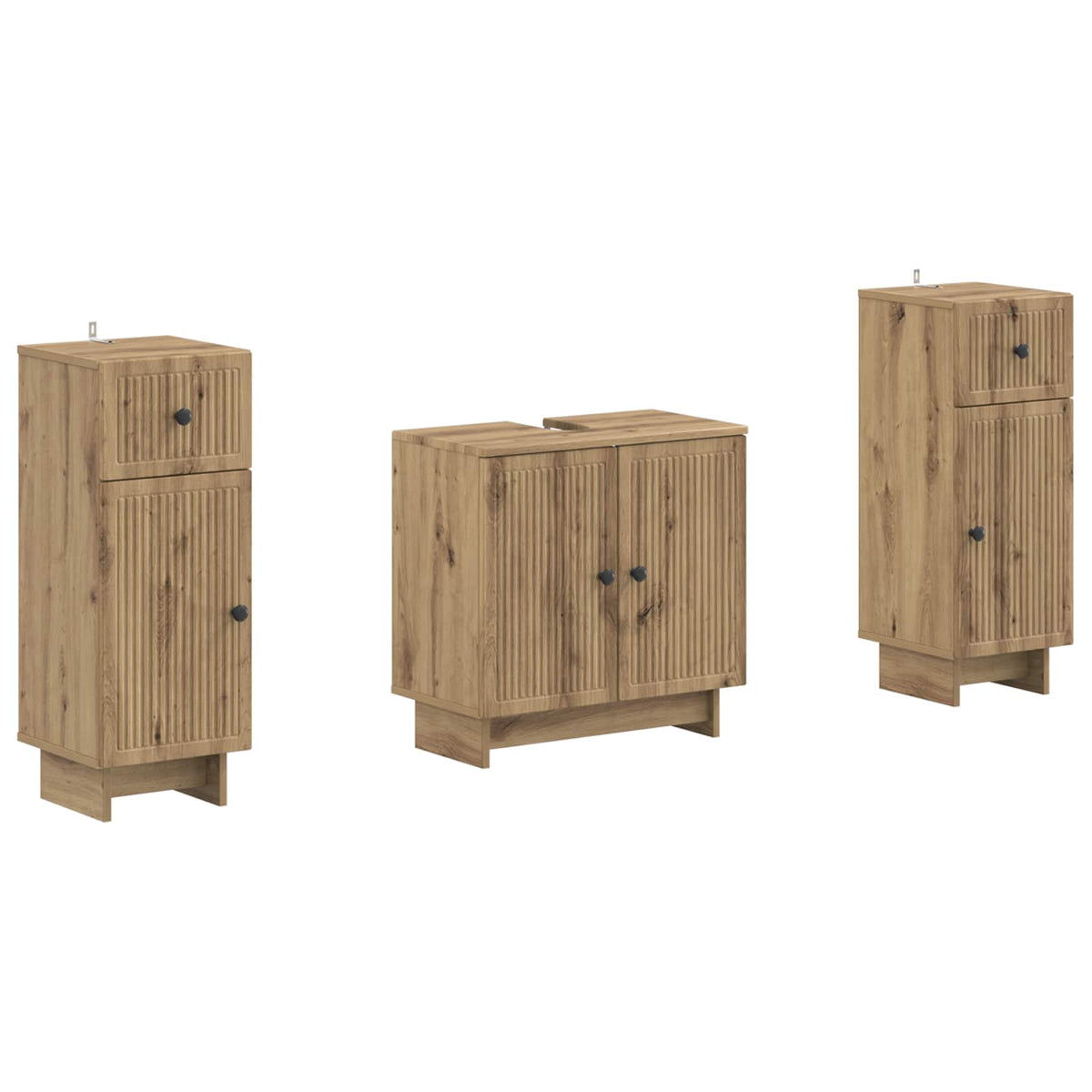 3 Piece Bathroom Cabinet Set EDE Artisan Oak Engineered Wood