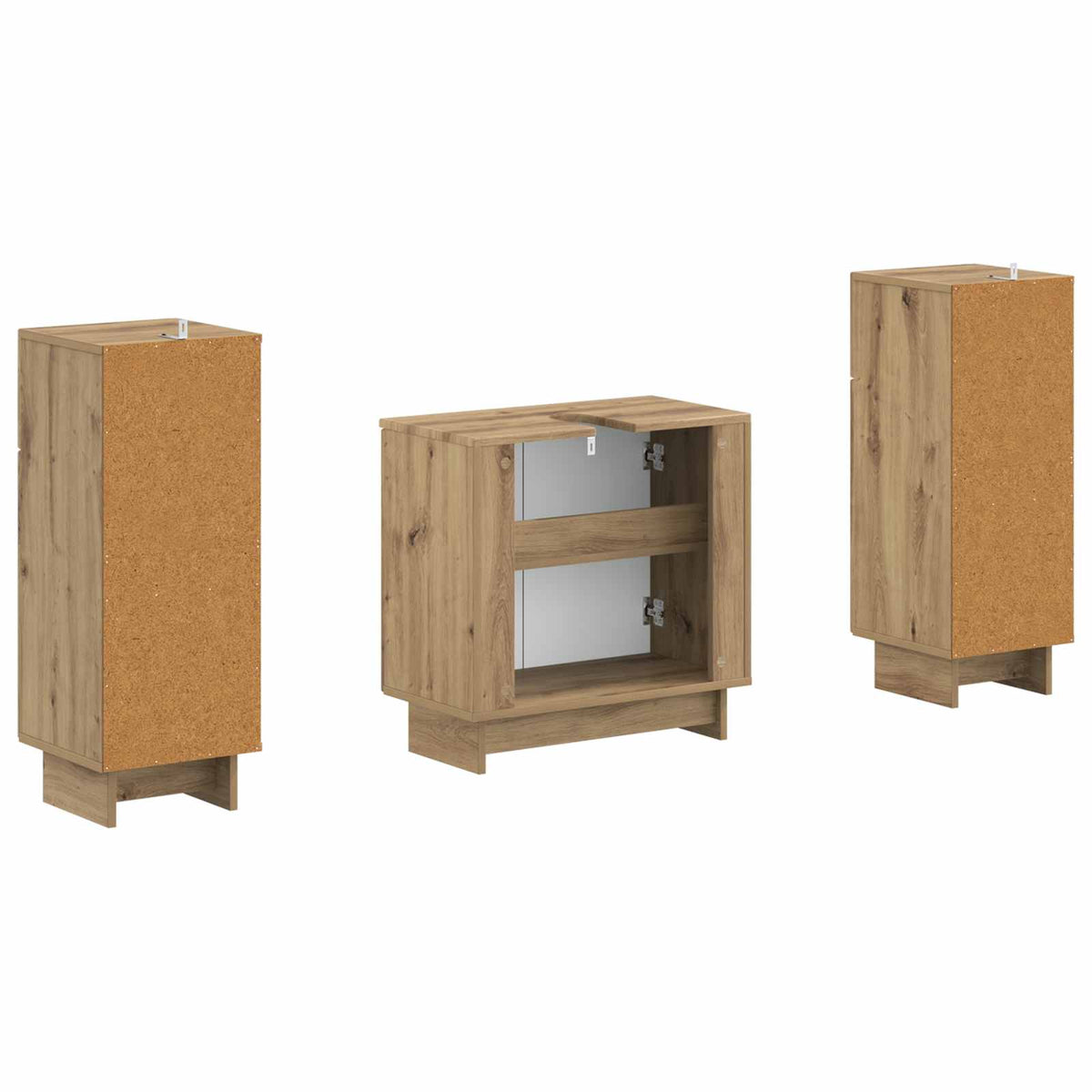 3 Piece Bathroom Cabinet Set EDE Artisan Oak Engineered Wood
