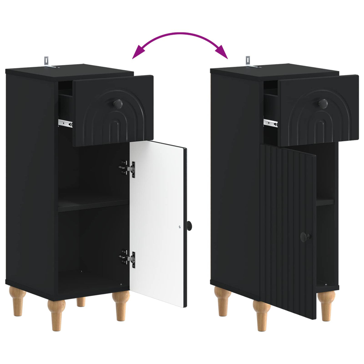 3 Piece Bathroom Cabinet Set ALKMAAR Black Engineered Wood