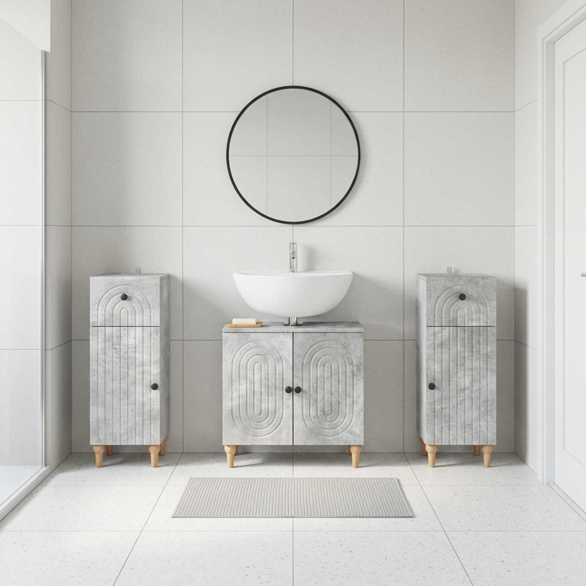 3 Piece Bathroom Cabinet Set ALKMAAR Concrete Grey