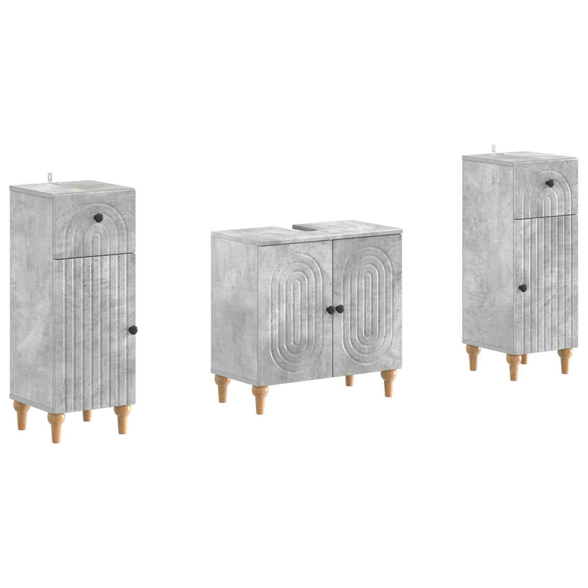 3 Piece Bathroom Cabinet Set ALKMAAR Concrete Grey