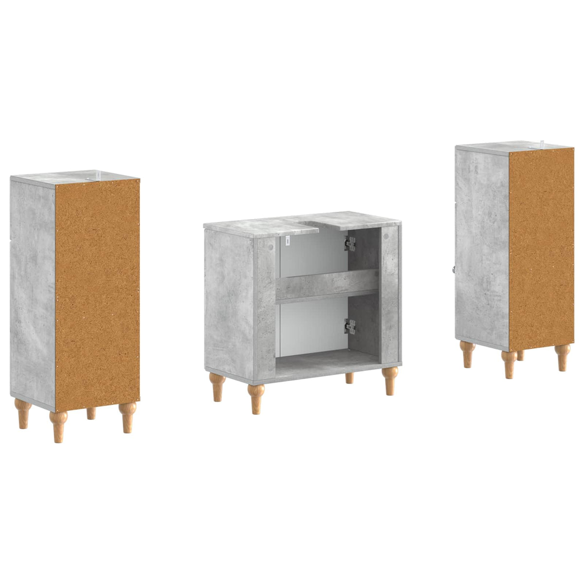 3 Piece Bathroom Cabinet Set ALKMAAR Concrete Grey