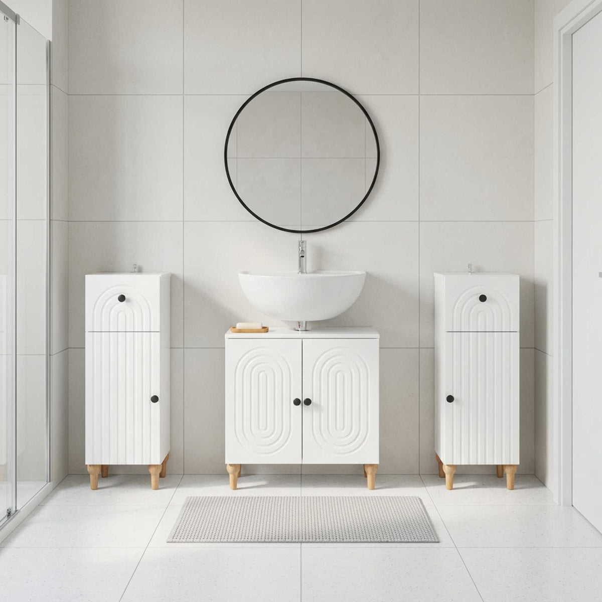3 Piece Bathroom Cabinet Set ALKMAAR High Gloss White