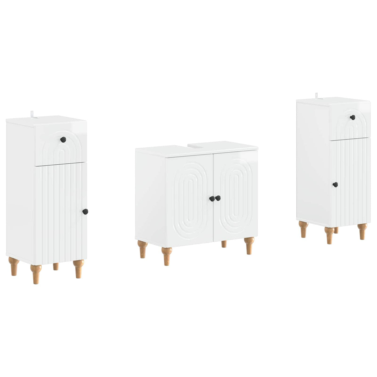 3 Piece Bathroom Cabinet Set ALKMAAR High Gloss White