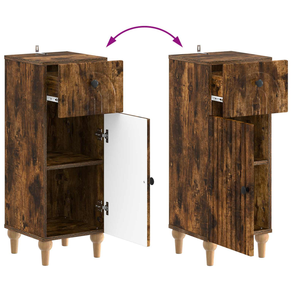 3 Piece Bathroom Cabinet Set ALKMAAR Smoked Oak Engineered Wood