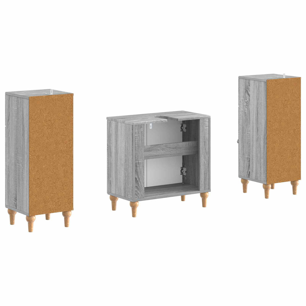 3 Piece Bathroom Cabinet Set ALKMAAR Grey Sonoma