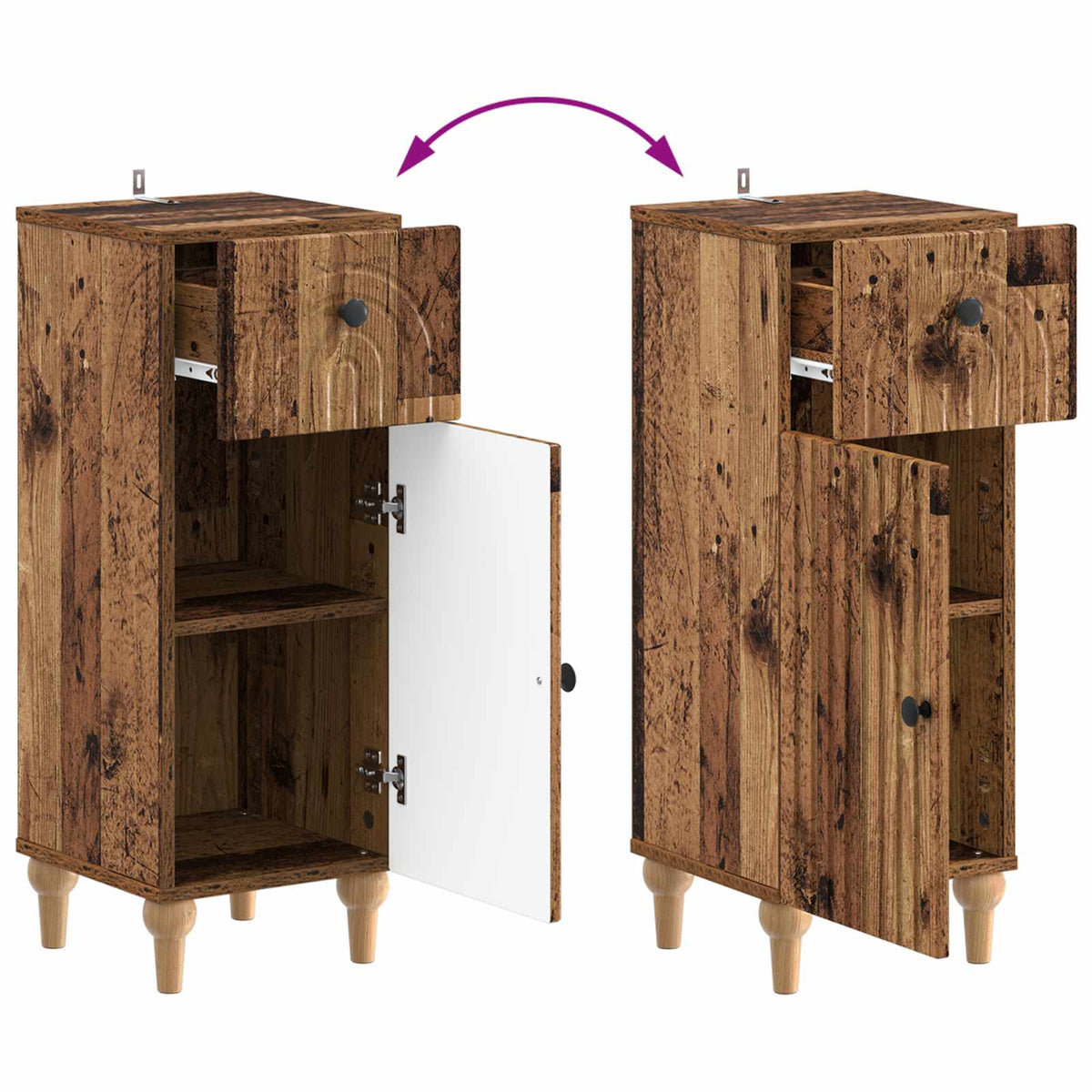 3 Piece Bathroom Cabinet Set ALKMAAR Old Wood Engineered Wood