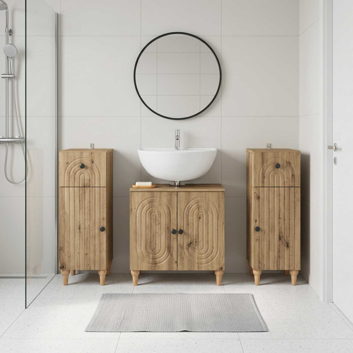 3 Piece Bathroom Cabinet Set ALKMAAR Artisan Oak