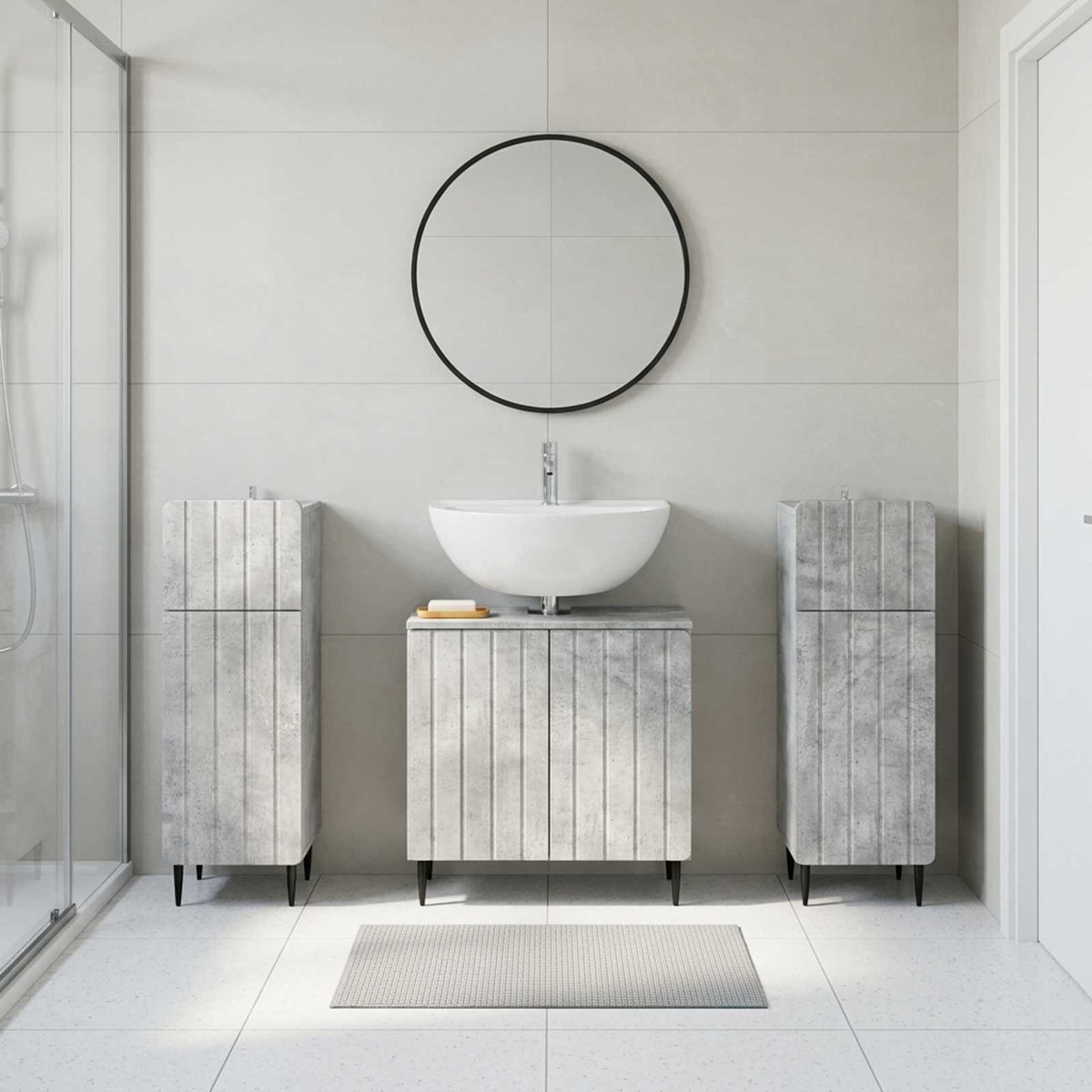 3 Piece Bathroom Cabinet Set ZWOLLE Concrete Grey