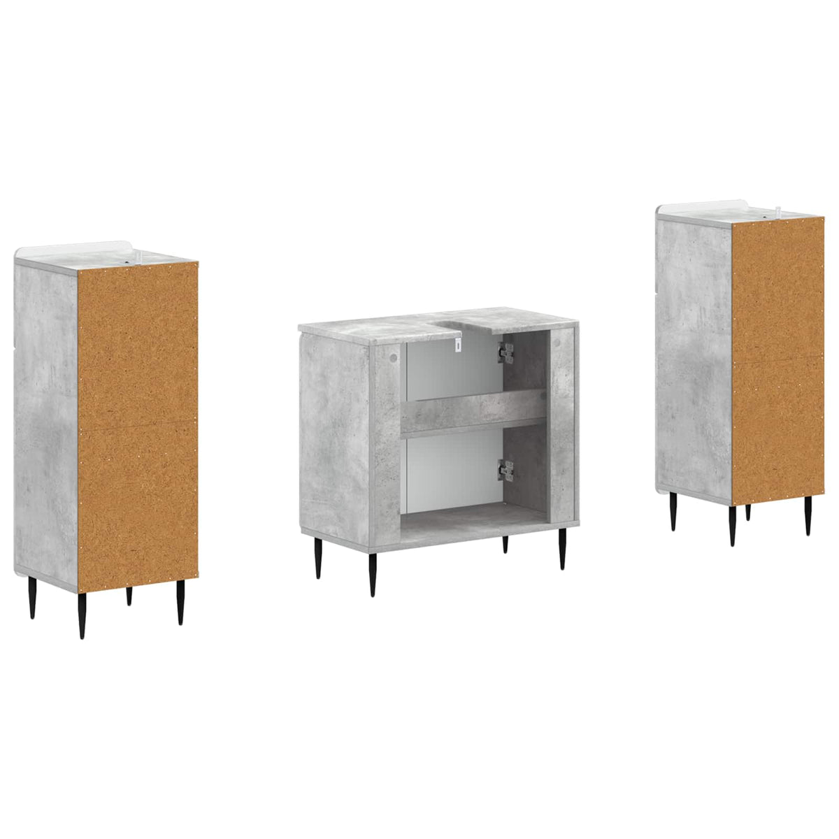 3 Piece Bathroom Cabinet Set ZWOLLE Concrete Grey