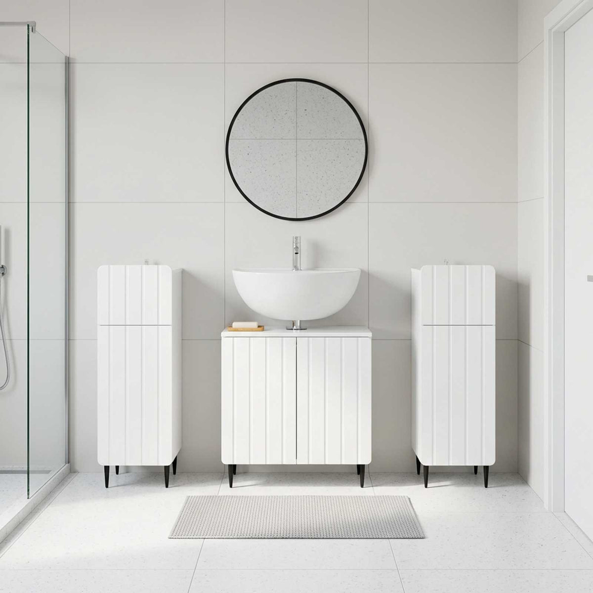 3 Piece Bathroom Cabinet Set ZWOLLE High Gloss White